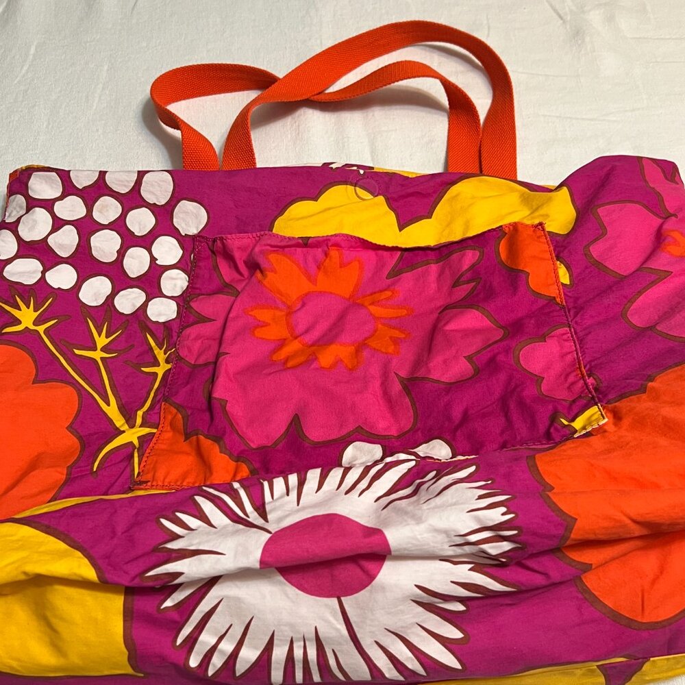 Marimekko Colorful Floral Canvas Tote Bag Scandinavian Retro Large - Picture 4 of 10